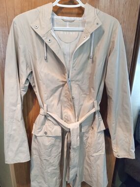 Rains Light Beige Hooded Belted Trench